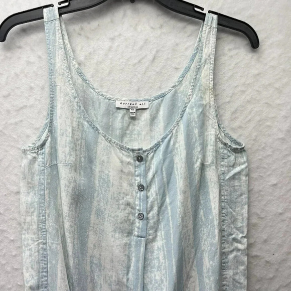 Anthropologie Current Air Romper Women Sz XS Blue White Drawstring Elastic Waist - Picture 6 of 12